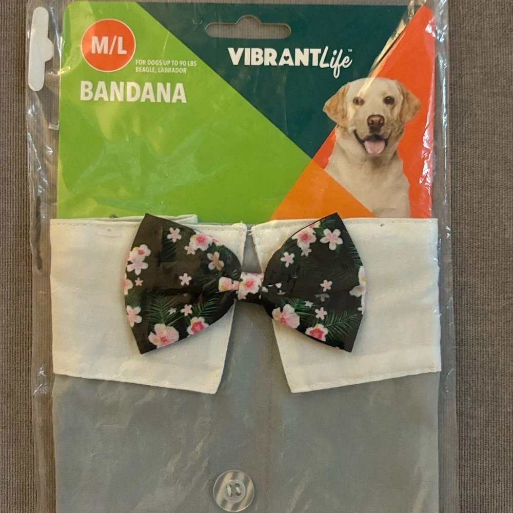 NWT Lot of 2x [Vibrant Life] Girly Dog Ruffle Heart Harness & Bandanna Sz Medium